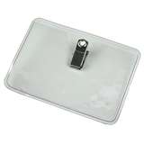 Horizontal Badge Holder with Clip, Clear, 3-7/8" x 2-5/8" (Insert Size) redirect to product page